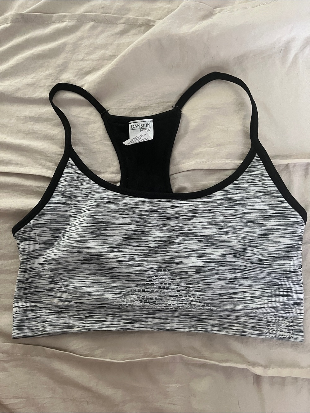Danskin Black & Gray Space-Dye Racerback Sports Bra